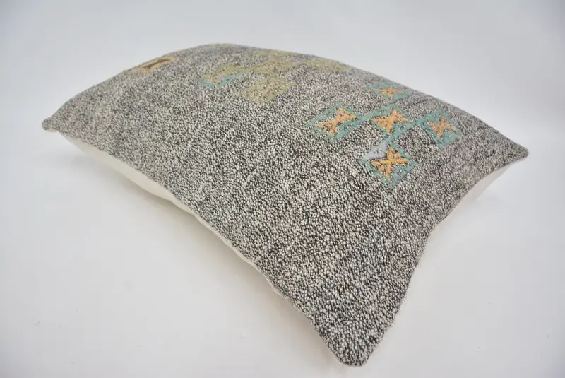 Pillow for Sofa, 16x24 Gray Pillow Case, Pattern Throw Cushion, Gift Pillow, Customized Cushion Case, Pillow Case, Kilim Pillow - 6