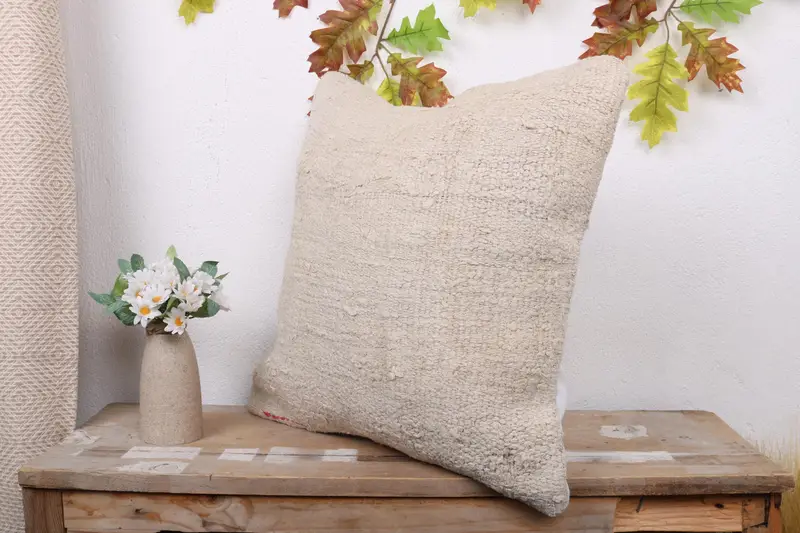 One Of A Kind Cushion, 18x18 White Pillow, Accent Throw Cushion Case, Vintage Pillow, Home Decor Pillow, Pillow Cover, Antique Pillows - 4