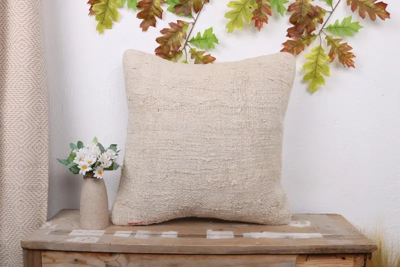 One Of A Kind Cushion, 18x18 White Pillow, Accent Throw Cushion Case, Vintage Pillow, Home Decor Pillow, Pillow Cover, Antique Pillows - 1