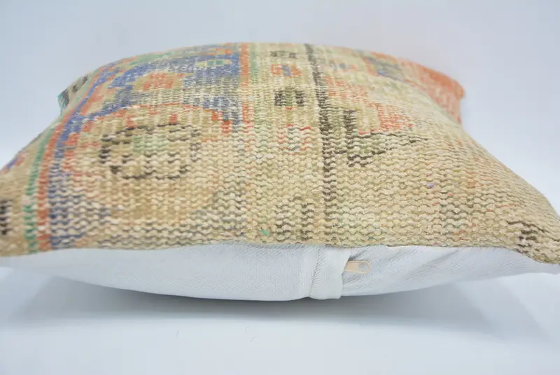 Cushion Case, 16x16 Blue Pillow Case, Pillow for Couch, Bolster Pillow Case, Farmhouse Cushion, Ethnical Kilim Rug Pillow, Boho Pillow Sham Cover - 5