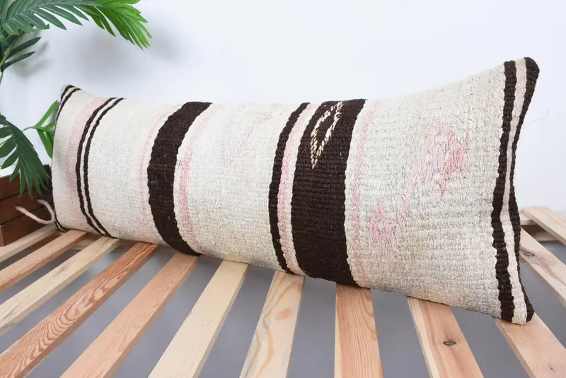 Pillow for Couch, Kilim Pillow Cover, Wool Kilim Pillow Pillow Sham, Antique Pillows, Pillow Sham, Art Deco Cushion Case, 12x36 White Cushion - 5