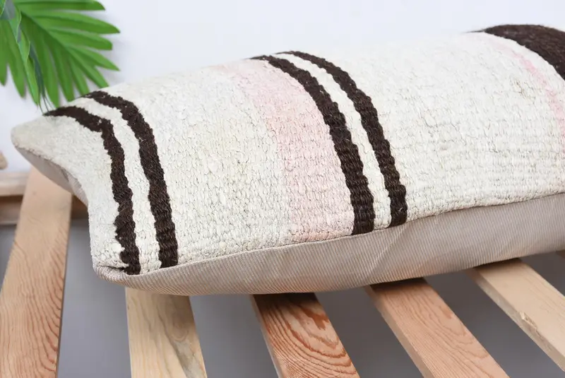 Pillow for Couch, Kilim Pillow Cover, Wool Kilim Pillow Pillow Sham, Antique Pillows, Pillow Sham, Art Deco Cushion Case, 12x36 White Cushion - 6