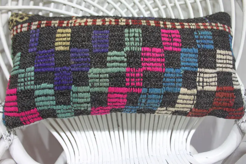 Almohada de lanzamiento bordada hecha a mano, cojín vintage de 10x20