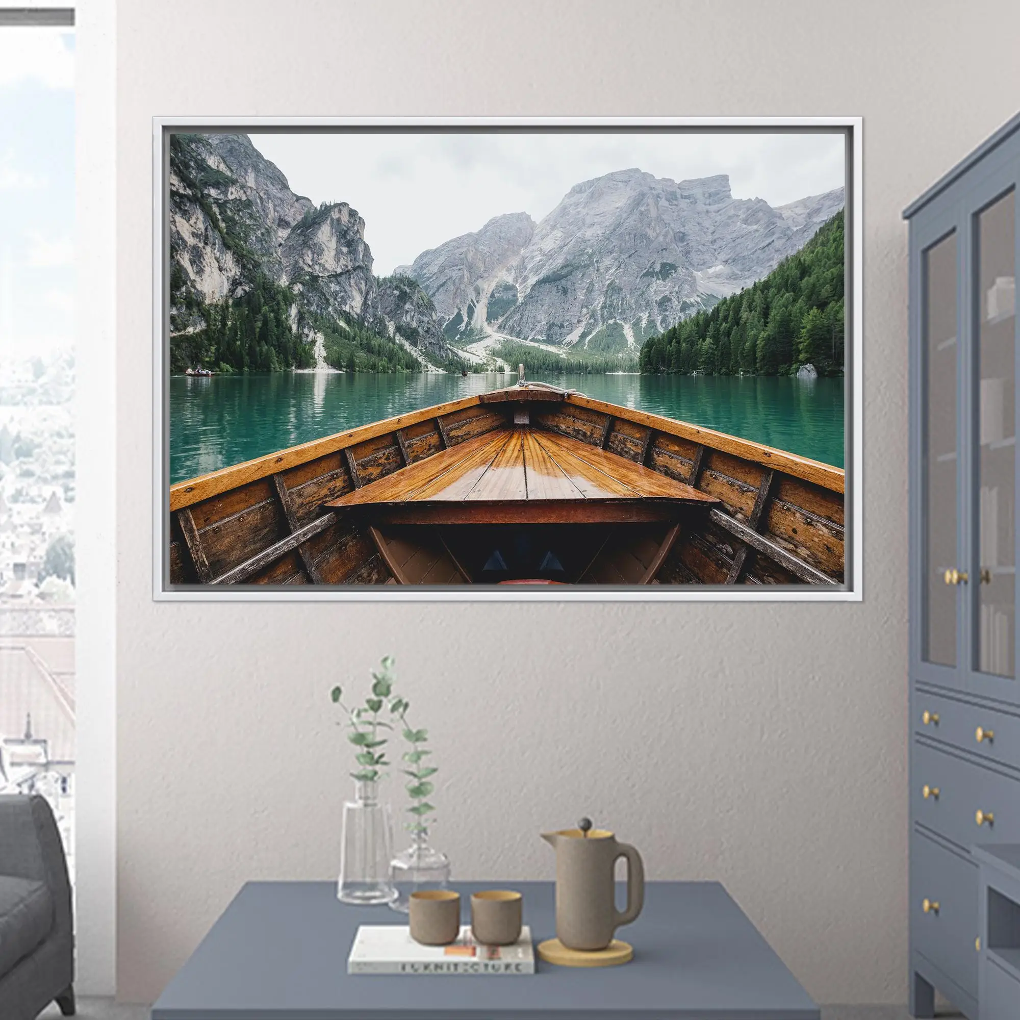 Elegant River Mountain Nature Landscape Farmhouse Printed Canvas - 1