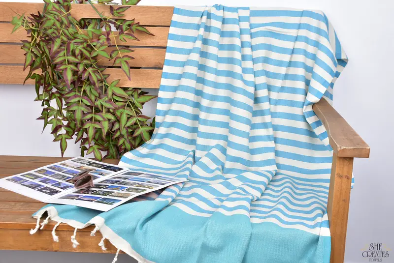 Sand-resistant Turkish towel for the beach, Turkish hand towel, Xmas Gifts, Bridesmaid Gifts, Handmade Gift, 70x40 Cotton Striped Towel, Scarf Towel - 3