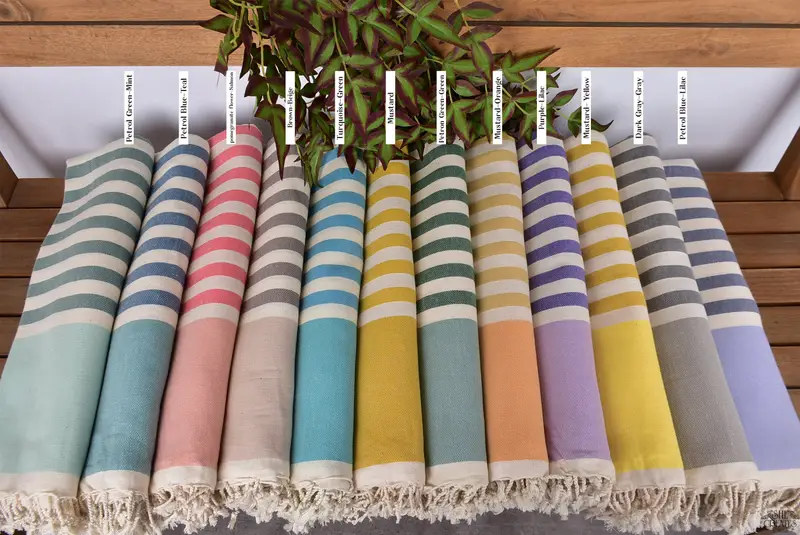 Sand-resistant Turkish towel for the beach, Turkish hand towel, Xmas Gifts, Bridesmaid Gifts, Handmade Gift, 70x40 Cotton Striped Towel, Scarf Towel - 2