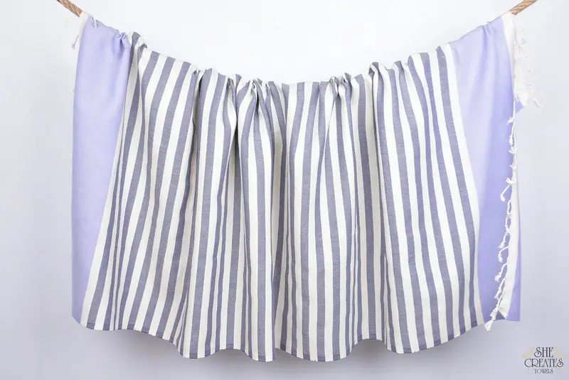 Sand-resistant Turkish towel for the beach, Turkish hand towel, Xmas Gifts, Bridesmaid Gifts, Handmade Gift, 70x40 Cotton Striped Towel, Scarf Towel - 8