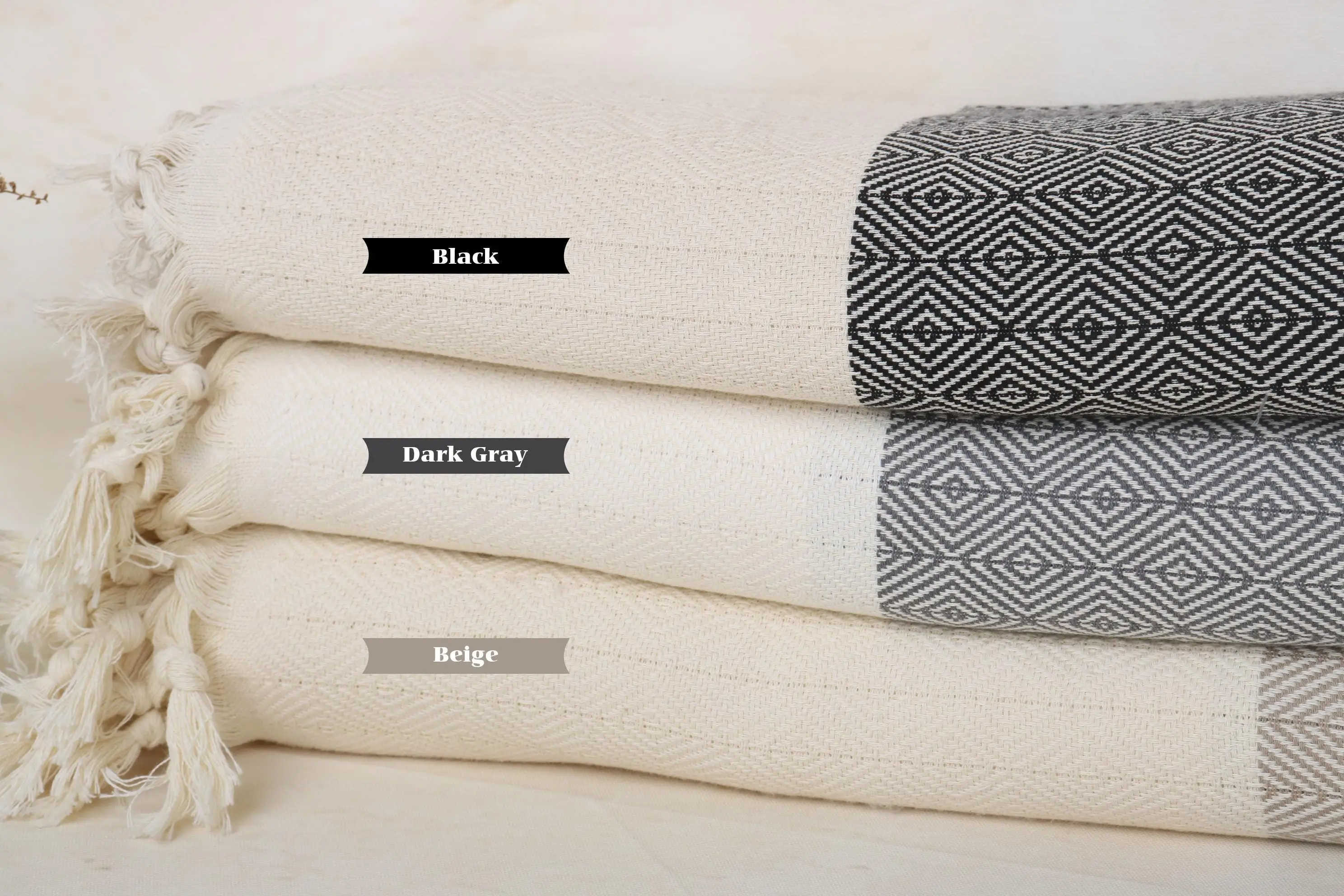 Custom Diamond Throw Blanket, 75x91, Organic Cotton, Geometric Pattern - 1