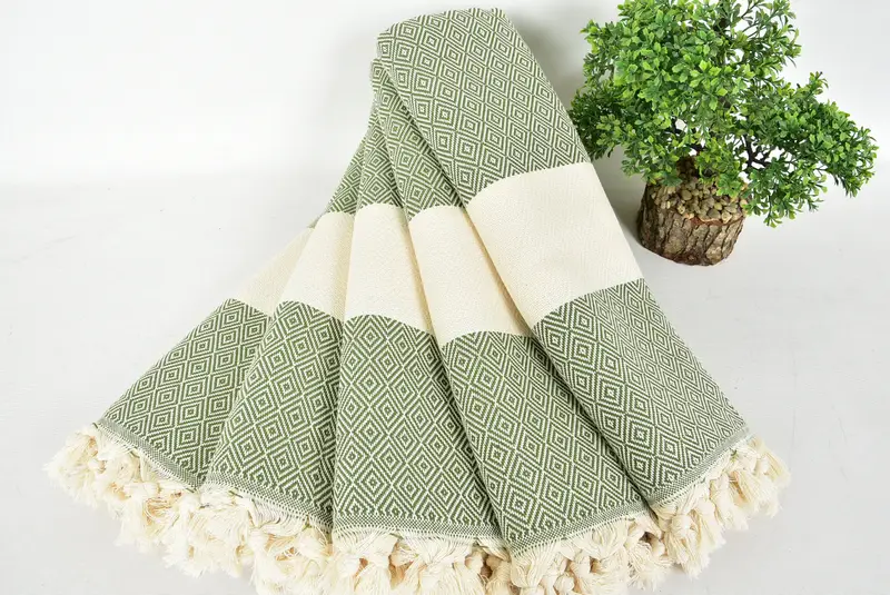 Organic Towel, Peshtemal Towel, 70x40 Cotton Diamond Towel, Quick-dry peshtemal, Wedding Gift, Customized Turkish Towel, Personalized Gift For Her - 4