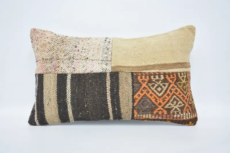 Vintage Kilim Pillow, Couch Cushion Cover, Pillow, 12x20 Beige Pillow, Handmade Kilim Cushion, Throw Kilim Pillow, Luxury Cushion Case - 1