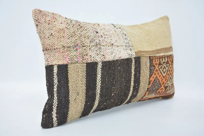 Vintage Kilim Pillow, Couch Cushion Cover, Pillow, 12x20 Beige Pillow, Handmade Kilim Cushion, Throw Kilim Pillow, Luxury Cushion Case - 3