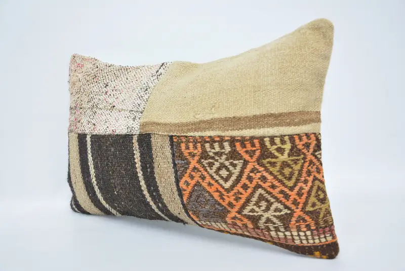 Vintage Kilim Pillow, Couch Cushion Cover, Pillow, 12x20 Beige Pillow, Handmade Kilim Cushion, Throw Kilim Pillow, Luxury Cushion Case - 4