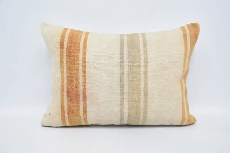 Gestreiftes Vintage-Kissen, Geschenk, 50,8 x 71,1 cm, Designer-Kissenbezug aus orangefarbener Wolle - 1