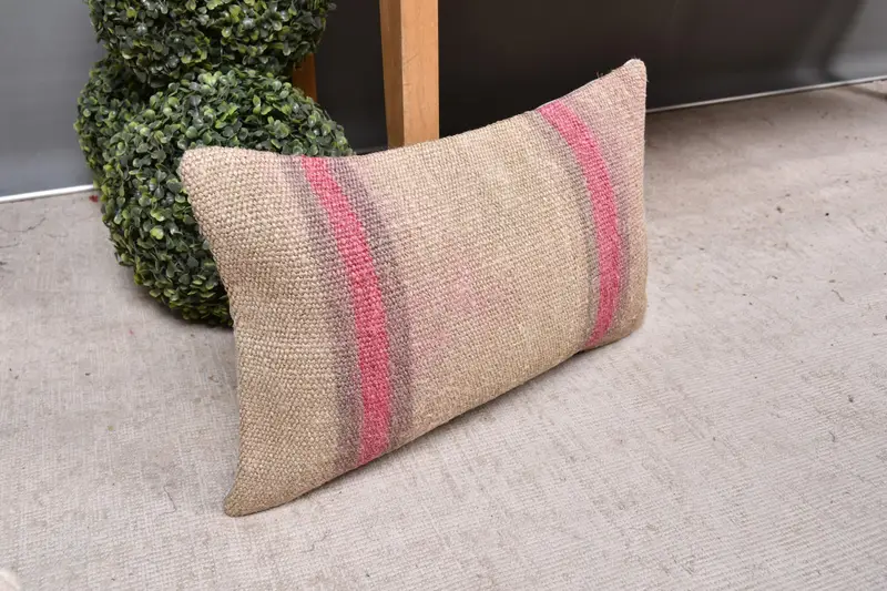 Pillow for Couch, 12x20 Beige Pillow Sham, Tapestry Pillow, Handmade Kilim Cushion, Aztec Pillow Case, Vintage Kilim Throw Pillow, Cushion - 7