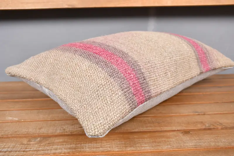 Pillow for Couch, 12x20 Beige Pillow Sham, Tapestry Pillow, Handmade Kilim Cushion, Aztec Pillow Case, Vintage Kilim Throw Pillow, Cushion - 4