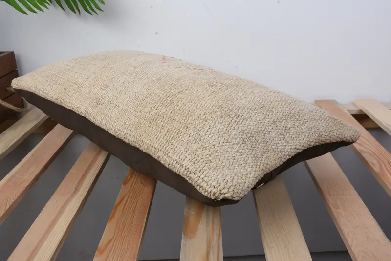 12x20 Beige Pillow Cover, Pillow Case, Pastel Pillow Cover, Turkish Pillow, Boho Pillow, Wool Kilim Pillow Pillow Sham, Handmade Kilim Cushion - 6