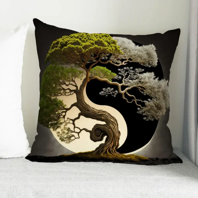 Bonsai Ağacı Japon Soyut Baskı Konforlu Yastık