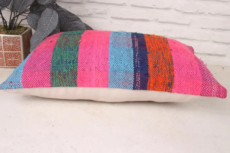 12x20 Pink Pillow Sham, Bolster Pillow Case, Antique Pillows, Home Decor Pillow, Vintage Kilim Pillow, Cushion Case, Tapestry Cushion Case - 5