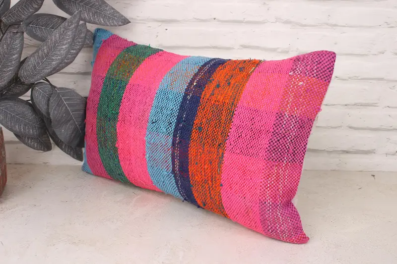 12x20 Pink Pillow Sham, Bolster Pillow Case, Antique Pillows, Home Decor Pillow, Vintage Kilim Pillow, Cushion Case, Tapestry Cushion Case - 4