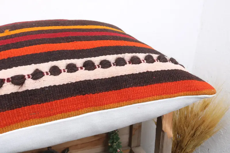 Handwoven Pillow Cover Pillow Case, Vintage Kilim Pillow, 24x24 Purple Cushion, Pillow Sham, Kilim Pillow Cover, Accent Pillow, Boho Pillow - 6