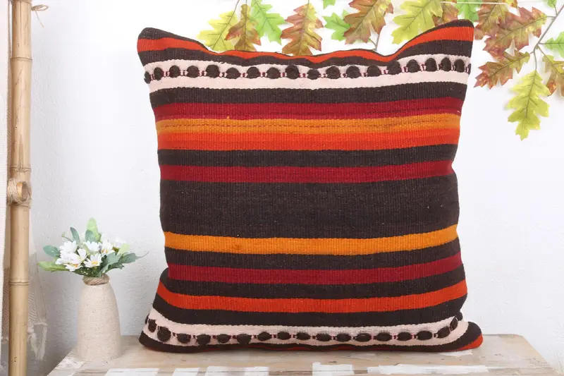 Handwoven Pillow Cover Pillow Case, Vintage Kilim Pillow, 24x24 Purple Cushion, Pillow Sham, Kilim Pillow Cover, Accent Pillow, Boho Pillow - 2