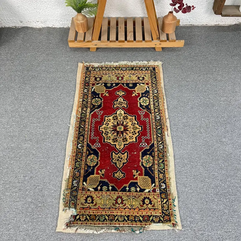 Alfombra 50x100 cm, diseño degradado en rojo y azul