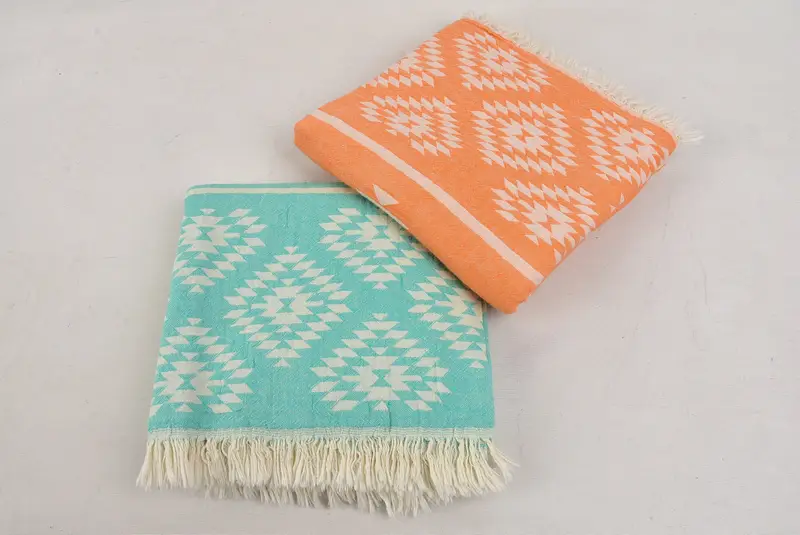 Thin towel, Cute Beach Towel, Embroidered Towel, Wedding Shower Gift, Guest Towel, Custom Towel, Unique Wedding Gift, 70x36 Cotton Kilim Towel - 8