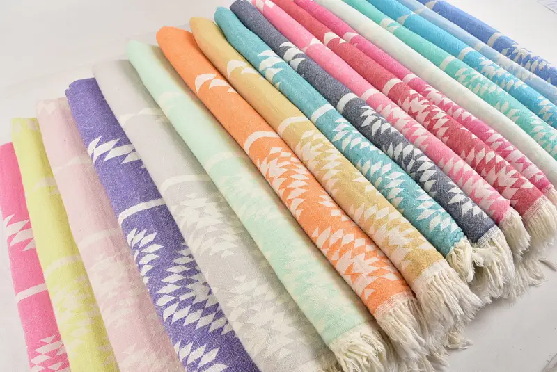 Thin towel, Cute Beach Towel, Embroidered Towel, Wedding Shower Gift, Guest Towel, Custom Towel, Unique Wedding Gift, 70x36 Cotton Kilim Towel - 7