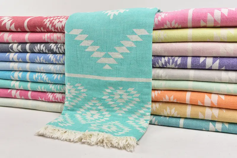 Thin towel, Cute Beach Towel, Embroidered Towel, Wedding Shower Gift, Guest Towel, Custom Towel, Unique Wedding Gift, 70x36 Cotton Kilim Towel - 2