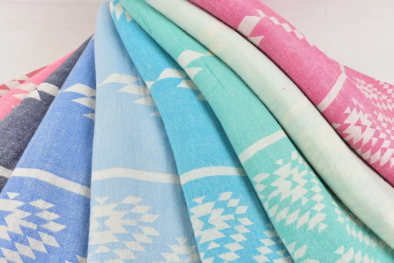 Thin towel, Cute Beach Towel, Embroidered Towel, Wedding Shower Gift, Guest Towel, Custom Towel, Unique Wedding Gift, 70x36 Cotton Kilim Towel - 5