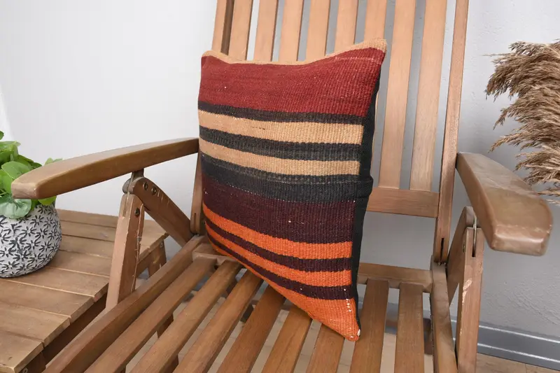 Cushion, Vintage Kilim Pillow, Vintage Pillow, Personalized Gift Pillow Pillow Case, Home Decor Pillow, 16x16 Orange Cushion Cover - 3