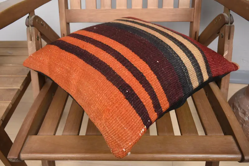 Cushion, Vintage Kilim Pillow, Vintage Pillow, Personalized Gift Pillow Pillow Case, Home Decor Pillow, 16x16 Orange Cushion Cover - 4