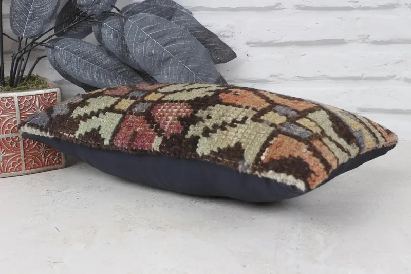 Office Chair Cushion, Bolster Cushion, Pillow, Boho Pillow Sham Cover, Handmade Kilim Cushion, 8x16 Yellow Cushion Case, Gift Pillow - 6
