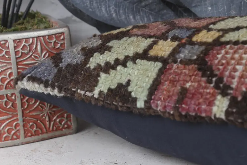 Office Chair Cushion, Bolster Cushion, Pillow, Boho Pillow Sham Cover, Handmade Kilim Cushion, 8x16 Yellow Cushion Case, Gift Pillow - 7