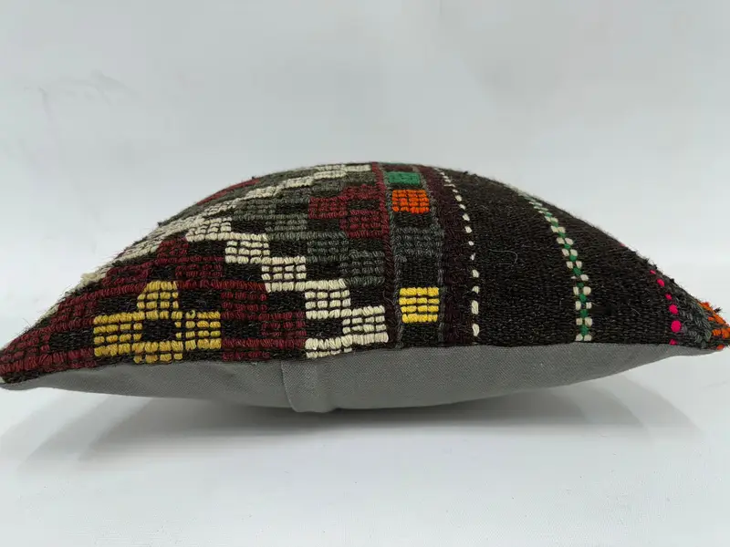 Boho -Kissen, 16x16 Braunes Kissengehäuse, türkische Teppichkissen, Kilimkissen, Außenkissenscham, Kissen im Innenarchitekten, Kissen - 5