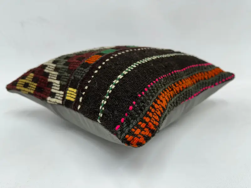 Boho -Kissen, 16x16 Braunes Kissengehäuse, türkische Teppichkissen, Kilimkissen, Außenkissenscham, Kissen im Innenarchitekten, Kissen - 6
