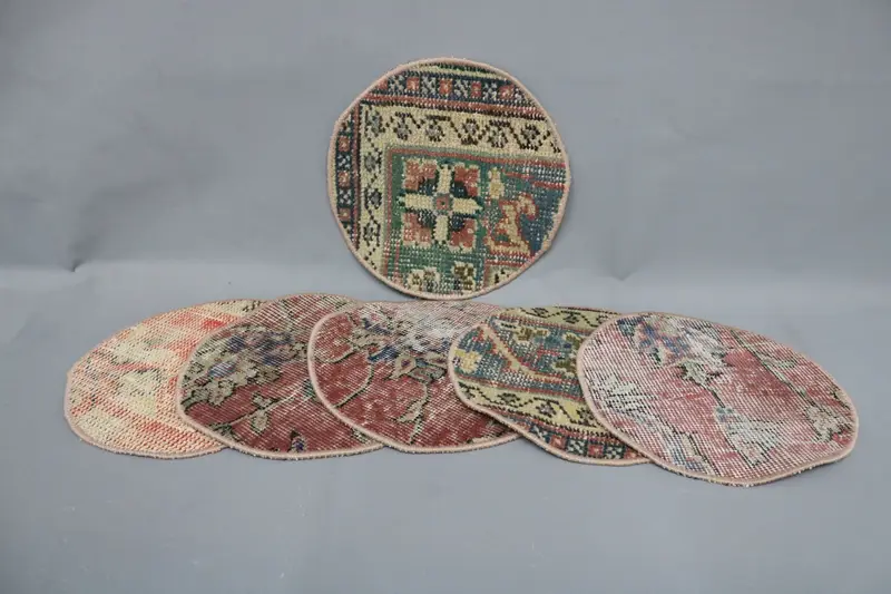 Bohemian Blue & Pink Circle Placemat, Cotton Wool Dining Accessory