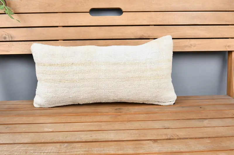 Ethnical Kilim Rug Pillow, Rustic Pillow Sham, 12x24 Beige Pillow Case, Christmas Pillow, Pillow Sham, Neutral Cushion, Vintage Pillow, Gift Pillow - 6