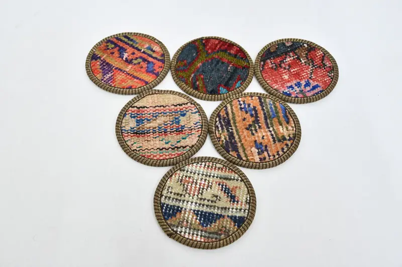 Juego de posavasos naranja y beige, colección de posavasos duradera y elegante