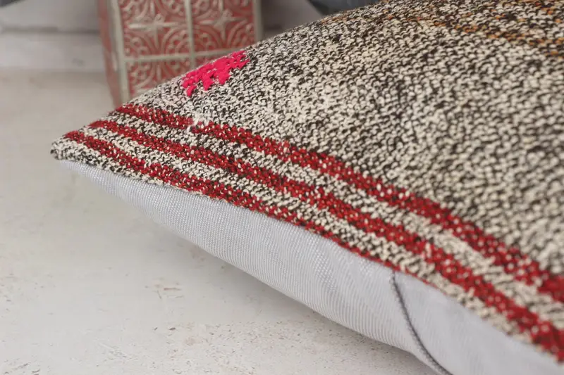 Vintage Kilim Pillow, Nautical Throw Pillow Case, Kilim Cushion Sham, 14x14 Brown Pillow Cover, Turkish Kilim Pillow, Pillow Sham - 7