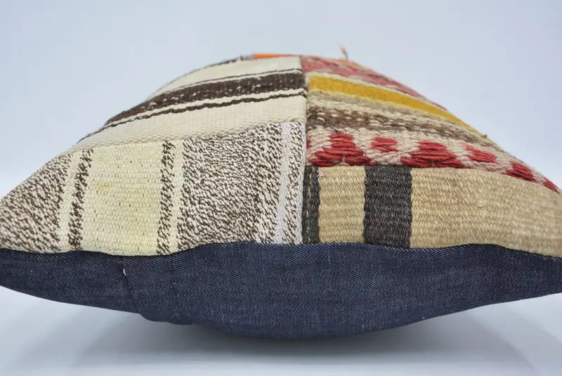 Handmade Rug Seat Cushion Case, Turkish Pillow, Antique Pillows, Ikat Pillow, 16x24 Orange Cushion, Boho Pillow Sham Cover, Pillow Case - 5