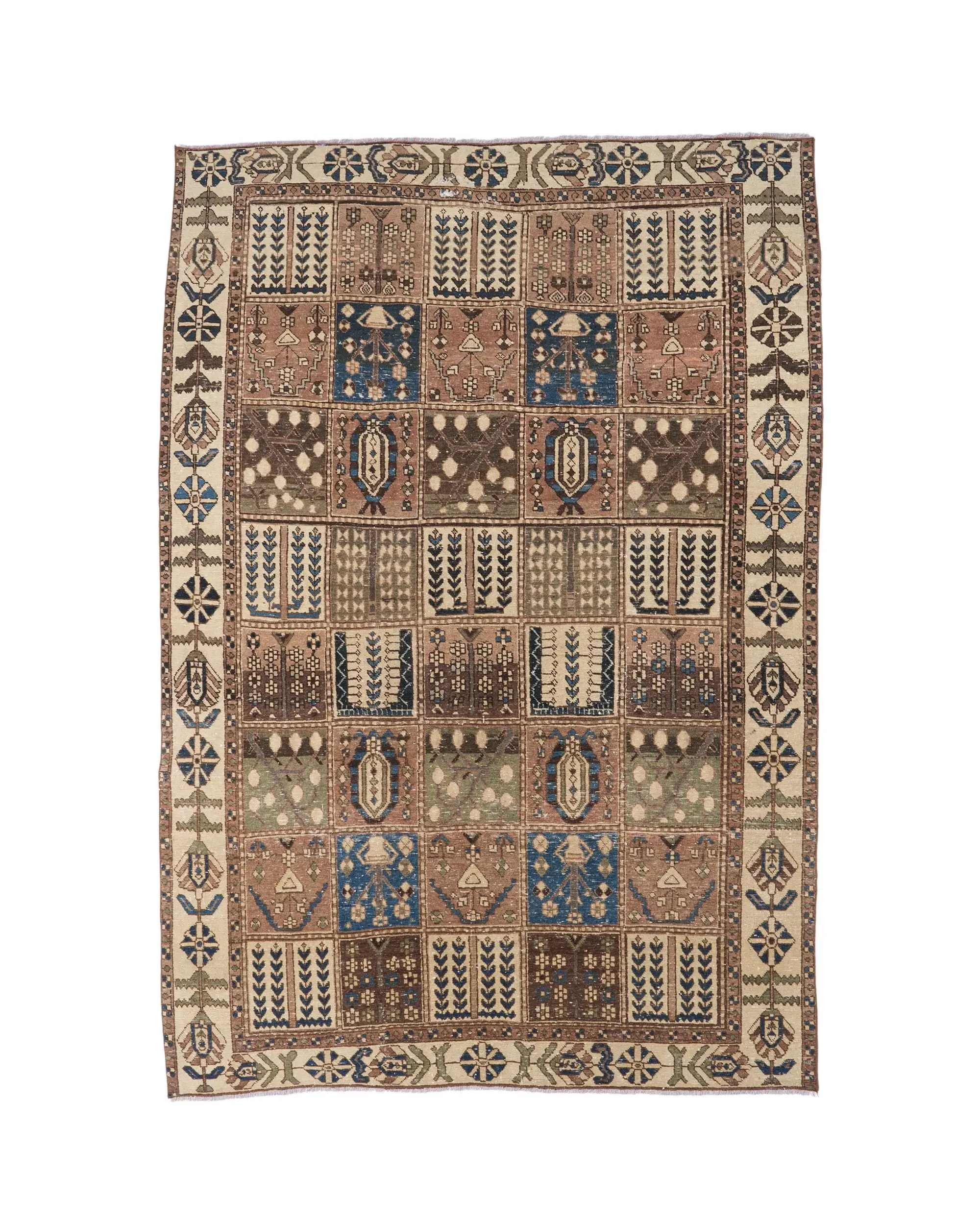 Vintage Türk Halısı 6.5x9.7 ft (198x296 cm), Kahverengi Çizgili Halı - 1