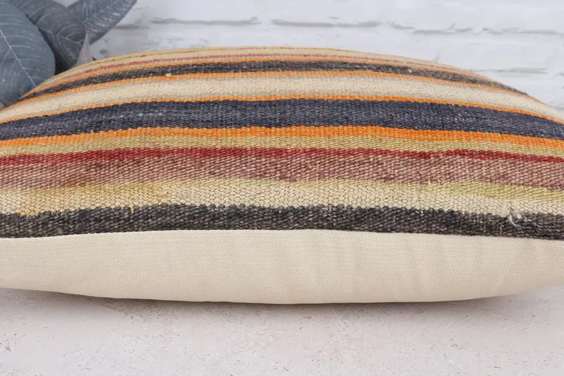 Accent Pillow Case, Vintage Kilim Throw Pillow, Handmade Kilim Cushion, 16x24 Yellow Cushion Cover, Throw Kilim Pillow, Cushion Case - 5