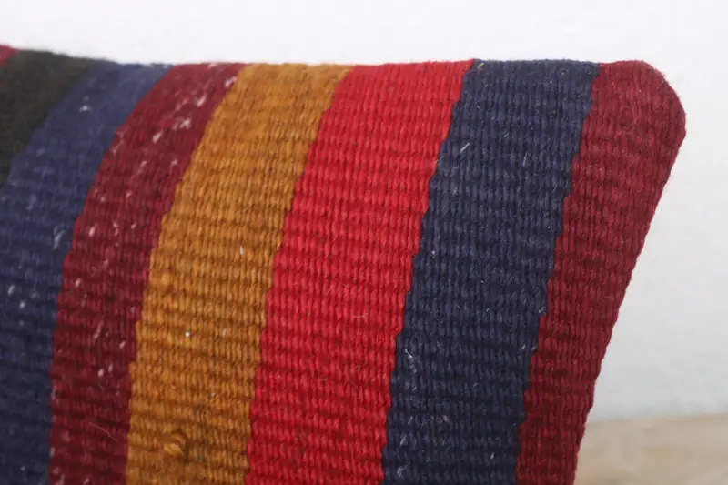Kilim Pillow, Living Room Throw Cushion, Floor Pillow Sham, Cushion Case, Pillow for Sofa, 8x16 Blue Cushion Cover, Handmade Kilim Cushion - 5
