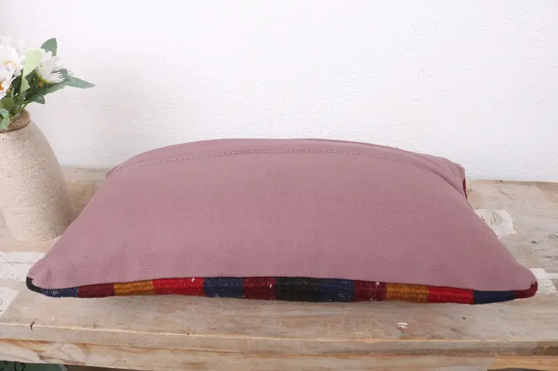 Kilim Pillow, Living Room Throw Cushion, Floor Pillow Sham, Cushion Case, Pillow for Sofa, 8x16 Blue Cushion Cover, Handmade Kilim Cushion - 7