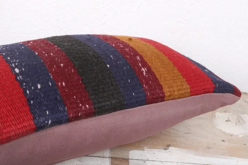 Kilim Pillow, Living Room Throw Cushion, Floor Pillow Sham, Cushion Case, Pillow for Sofa, 8x16 Blue Cushion Cover, Handmade Kilim Cushion - 6