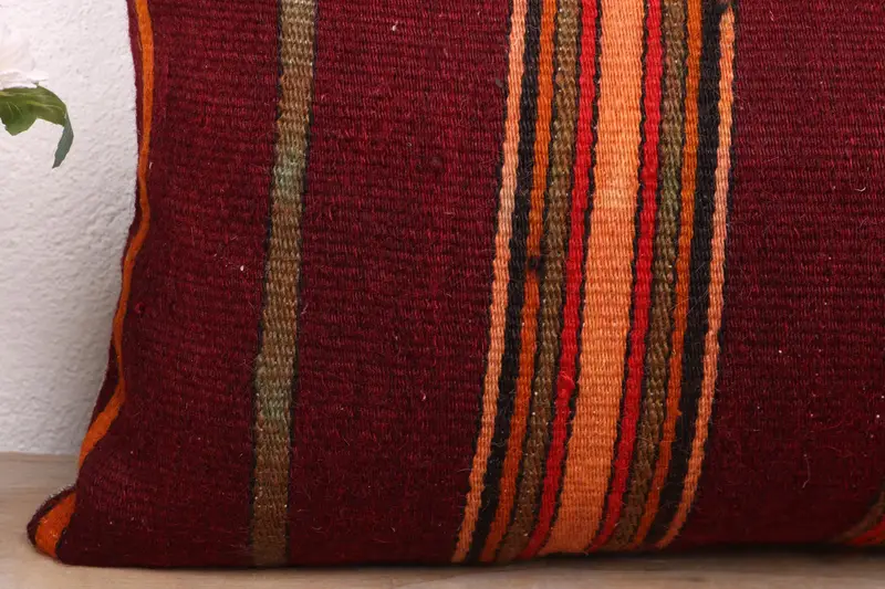 12x24 Red Pillow Sham, Cushion, Kilim Pillow Cover, Vintage Kilim Throw Pillow, Turkish Pillow, Retro Throw Pillow, Neutral Pillow Case - 3