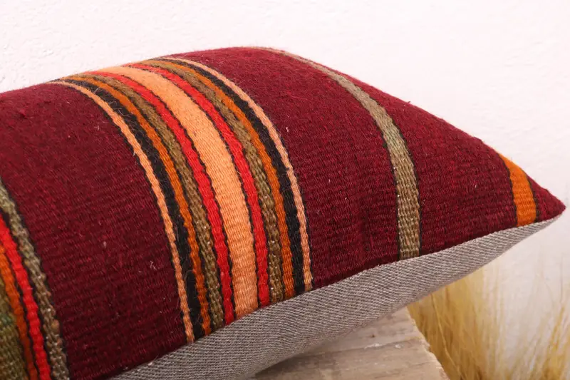 12x24 Red Pillow Sham, Cushion, Kilim Pillow Cover, Vintage Kilim Throw Pillow, Turkish Pillow, Retro Throw Pillow, Neutral Pillow Case - 6