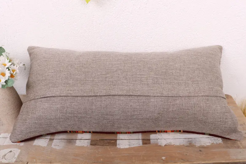 12x24 Red Pillow Sham, Cushion, Kilim Pillow Cover, Vintage Kilim Throw Pillow, Turkish Pillow, Retro Throw Pillow, Neutral Pillow Case - 7
