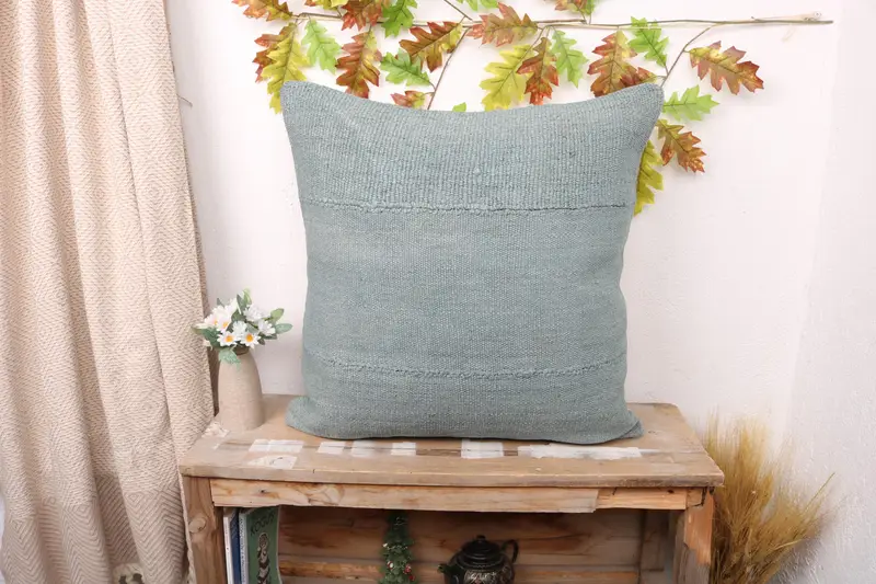 Handgefertigtes südwestliches grünes Wurfkissen, 24x24 Vintage Kissen